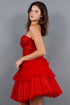 Sweetheart Corset Top Detailed Multi Layered Skirt Cocktail Dress for Women 4/XS-16/3X